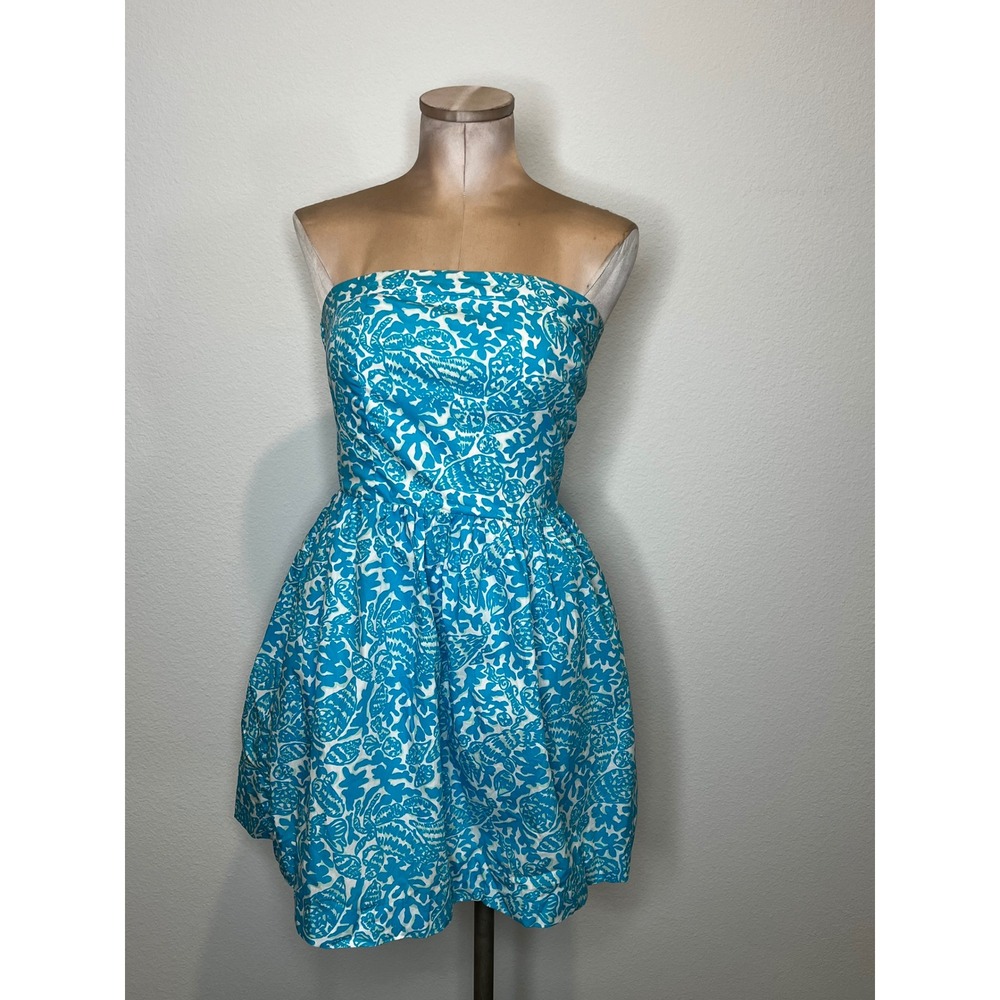 Lilly Pulitzer Blue Tube Strapless Mini Dress Sz M - Picture 13 of 14